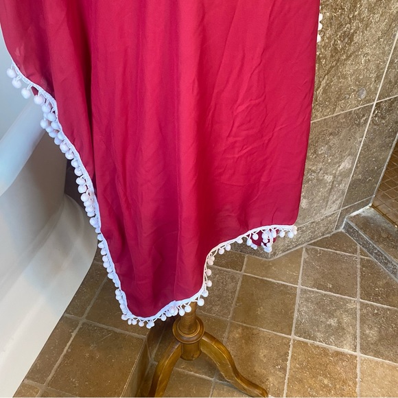 RED FRINGE SWIM COVERUP OSFM - Picture 3 of 7